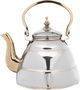 Al Saif Plus Diriyah Steel Tea Pot Set With Gold Handle, 3 Pieces, 1.2/1.6/2 Liters - Silver product image 4