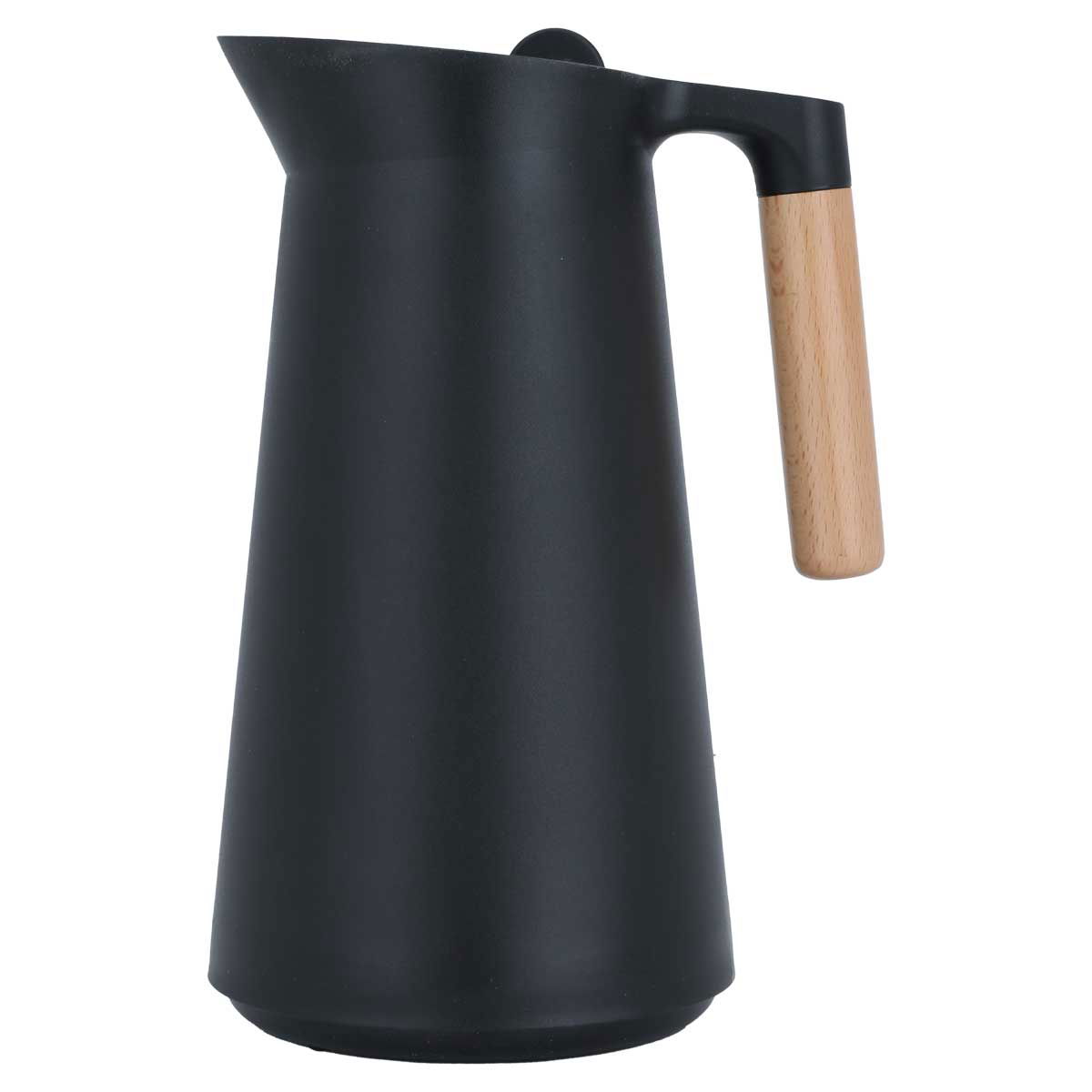 Timeless Linda Thermos, 1 liter, wooden handle, thermal glass inner shell, plastic outer shell - black product image