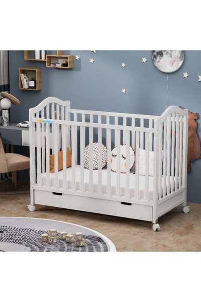 سرير اطفال خشب الصنوبر فان مومنت، 120×60 سم، مزود بدرج تخزين - ابيض product image 2