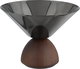 Stainless steel and wood serving stand, Al Saif Gallery, 16x16x12 cm - Glossy black brown product image 1