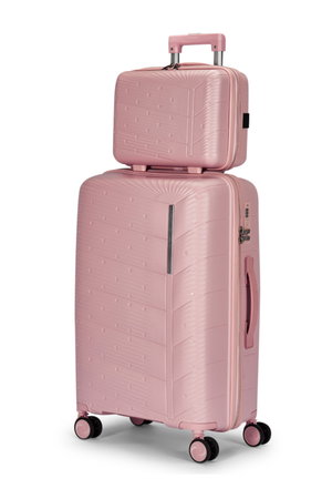 طقم شنط سفر بولي بروبيلين ليمرا، 4 مقاسات، 4 عجلات، بزاوية 360 درجة، LMA-PP501 - وردي product image 2