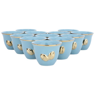 طقم فناجين قهوة عربي بورسلان السيف غاليري، 12 - ازرق فاتح ذهبي product image 2