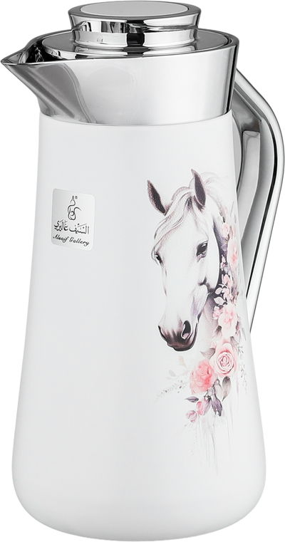 ترمس الهدا ستانلس استيل السيف غاليري، 1 لتر، يد فضي، ضغاط - أبيض product image 3