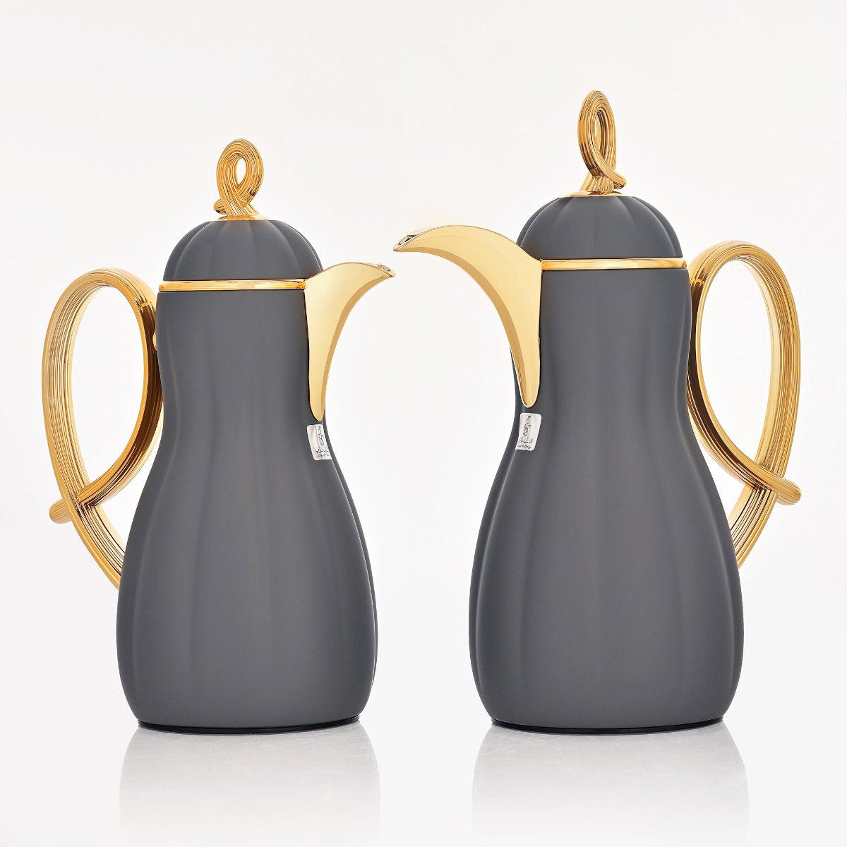 Al Saif Gallery Arwa thermos set, 1/1 liter, thermal glass inner container, plastic outer shell - dark gray product image 2