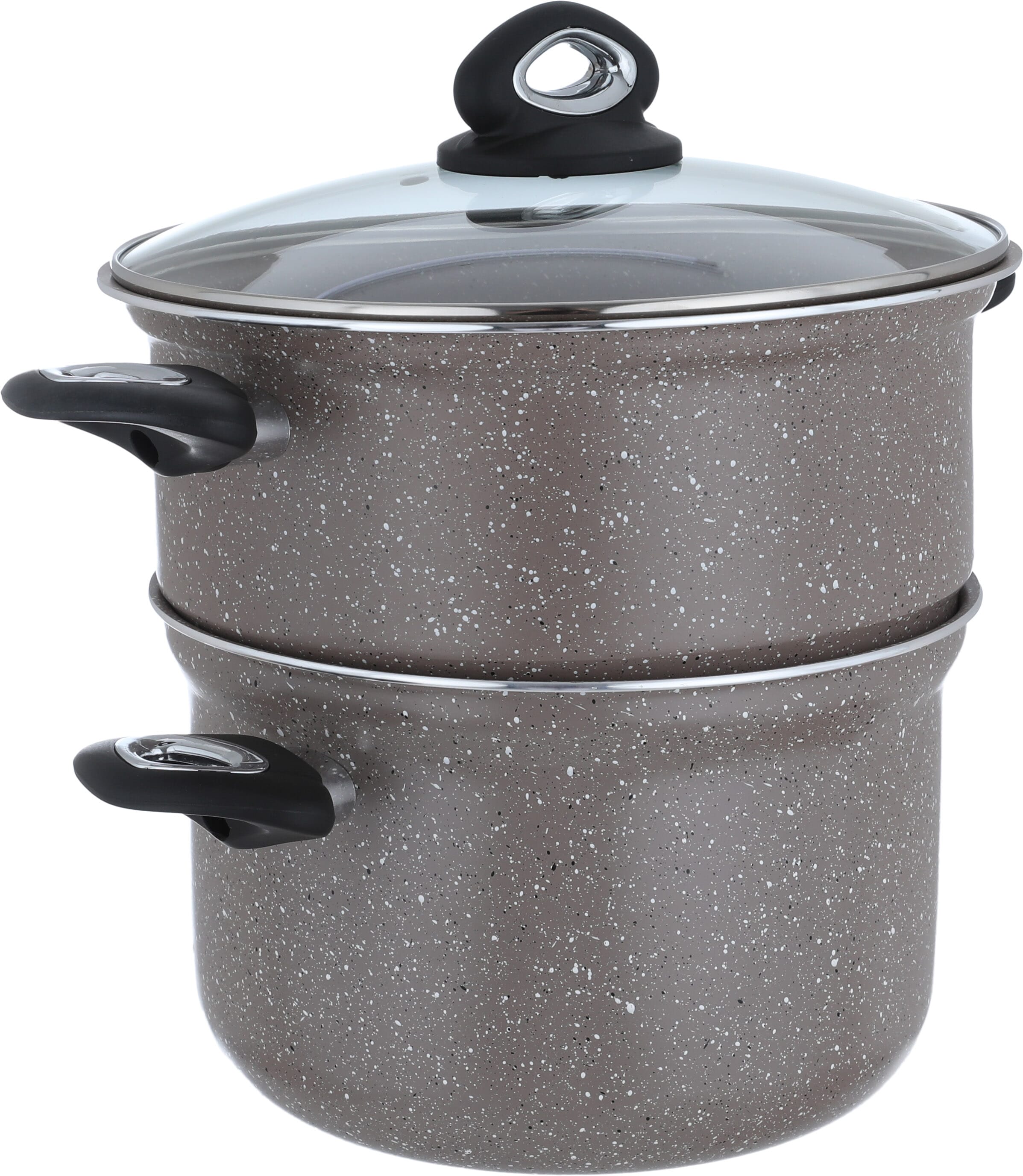 Al Saif Gallery Granite Steam Cooker, 30 cm, Glass Lid, 2 Pieces - Brown product image 3