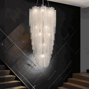 Neoclassical aluminum and glass chandelier, 20 bulbs, E14 base, 120x60 cm - Silver product image