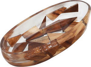 Al Saif Gallery Wooden Serving Dish, 21x9x4 cm, Oval - Transparent Wood product image 2