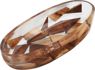 Al Saif Gallery Wooden Serving Dish, 21x9x4 cm, Oval - Transparent Wood product image 2