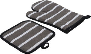 Alsaif Gallery Oven Glove Set with Cloth Bowl Holder, 2 Pieces - Brown White product image