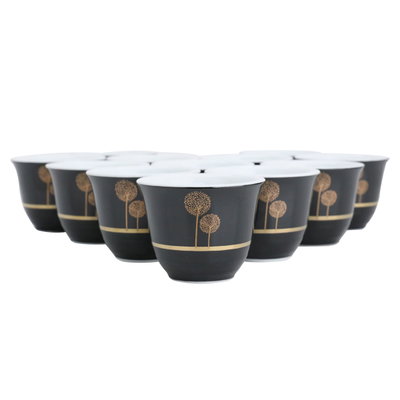 طقم فناجين قهوة عربي بورسلان السيف غاليري، 12 قطعة - اسود ذهبي product image 1