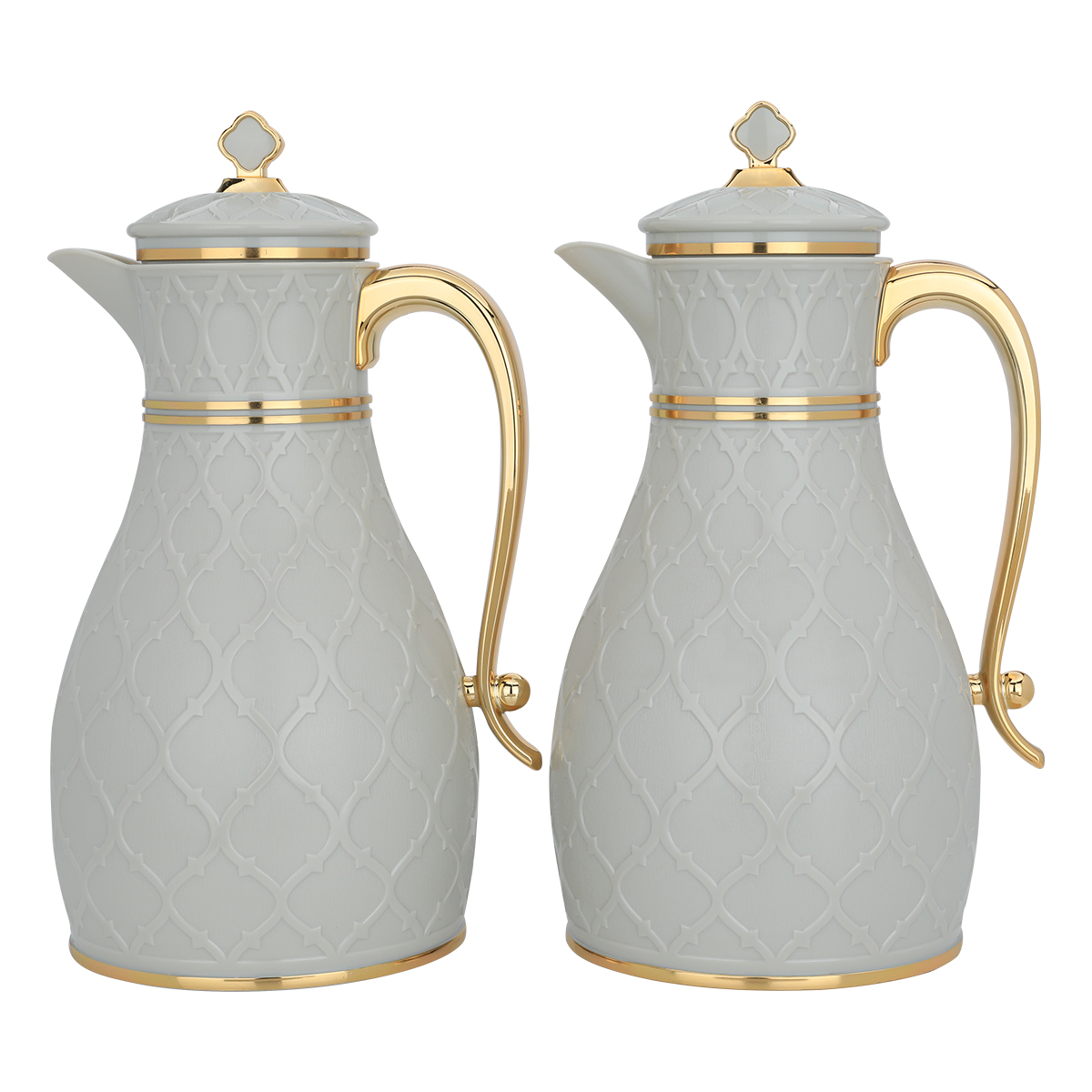 Al Saif Gallery Nahla thermos set, 2 pieces, 1 liter, glass inner shell, plastic outer shell - light gray product image