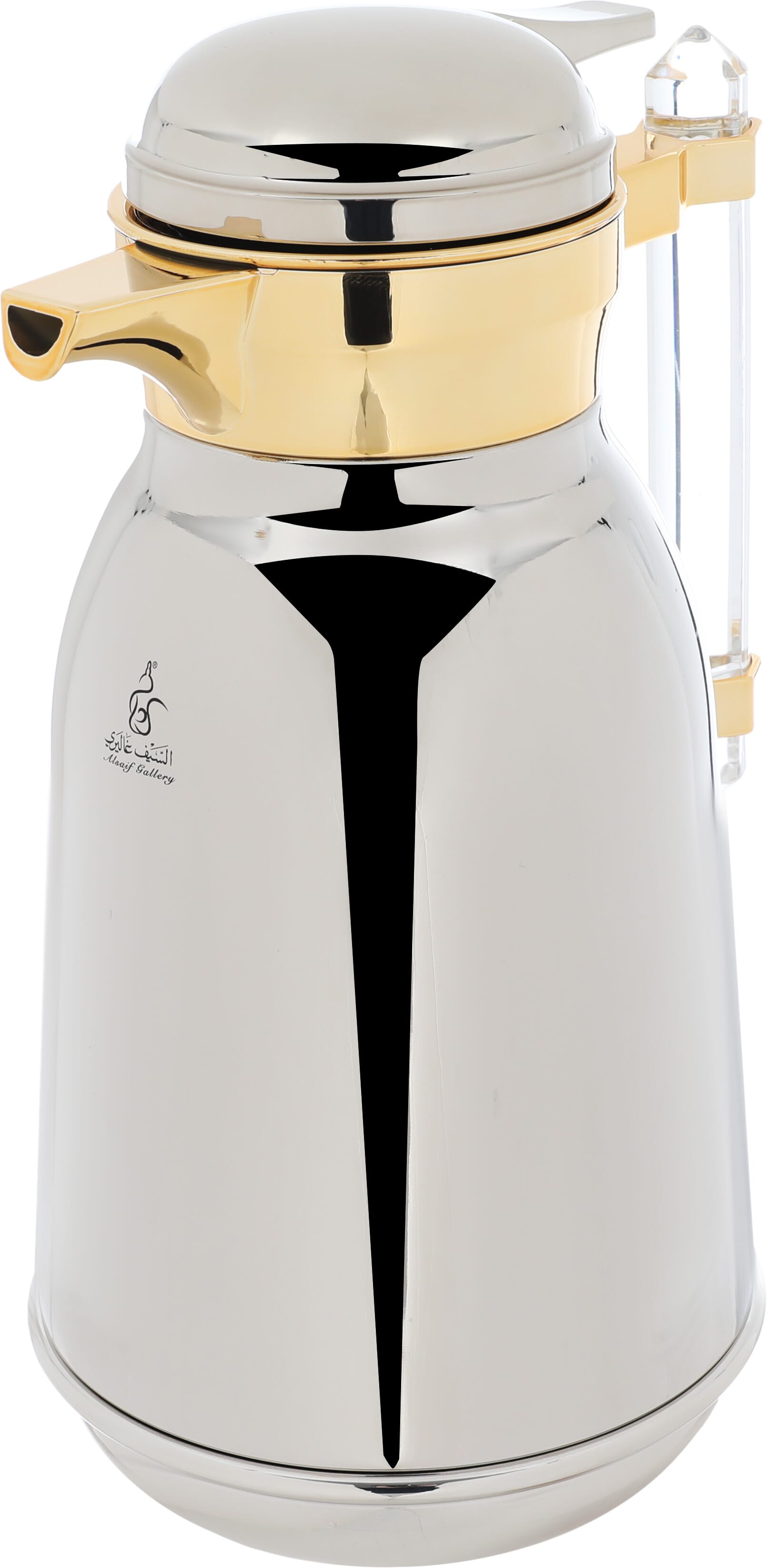 Al Saif Gallery Shahad thermos set, 1/1 liter, with transparent handle, two pieces, thermal glass inner container, steel outer shell - silver product image 6