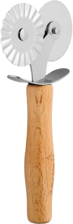 قطاعة بيتزا خشب ستانلس ستيل السيف غاليري، يد خشبي، شفرتين، 15x7.5 سم - خشبي فضي product image 2