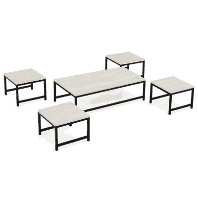 طقم طاولات خشب MDF، 5 قطع - اسود بيج product image 2