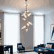 Modern aluminum and glass chandelier, G9 bulb base, 14 bulbs, 150 x 50 cm - Gold product image 3