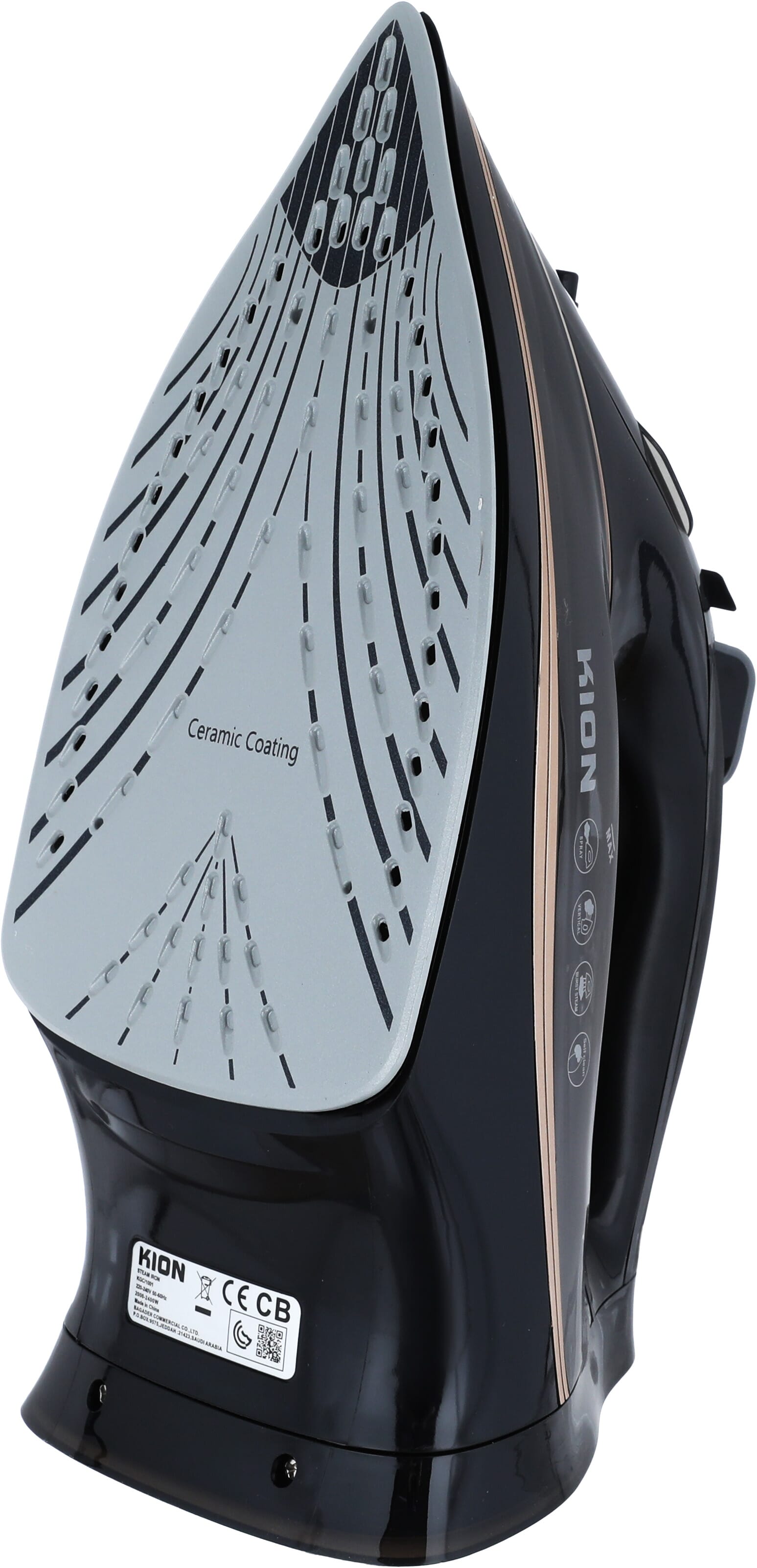 Kion KGC1001 Steam Iron, 2200 Watt, 380 Ml, Ceramic Soleplate - Black product image 2