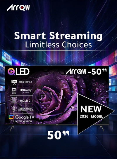 ARRQW RO-50LCQ120 50-inch Frameless Smart TV, QLED, 4K UHD, Google TV System - Black product image 3