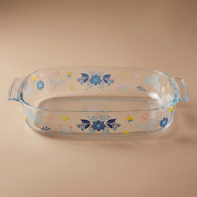 صينية فرن زجاج السيف غاليري، 2.7 لتر، نقش زهور، 34x22x6 سم - شفاف product image 1