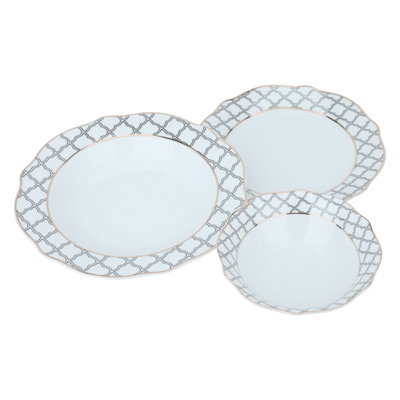 طقم سفرة بورسلان السيف غاليري، منقوش، 65 قطعة - أبيض product image 2