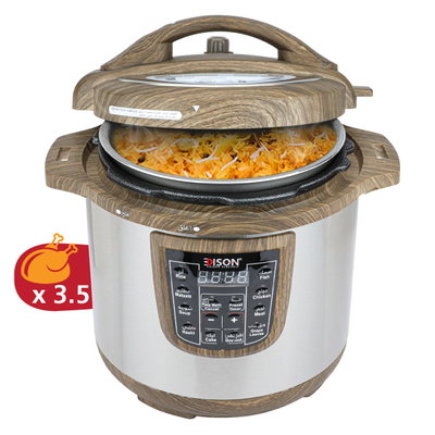 قدر ضغط كهربائي إديسون، وعاء داخلي جرانيت، 1400 واط، 10 لتر- فضي خشبي product image 3
