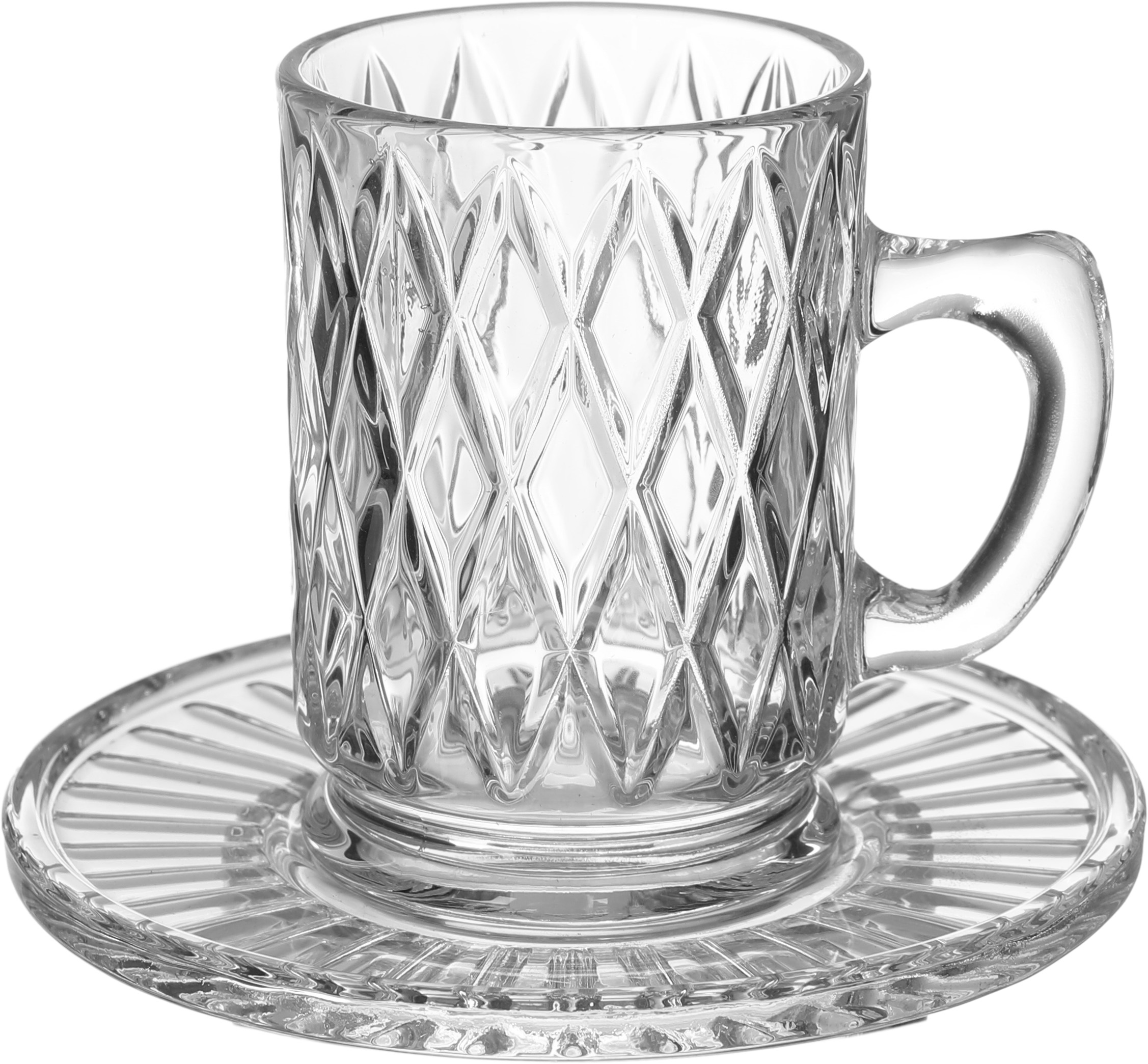 بيالات زجاج السيف غاليري ماكس، منقوش، مع الصحون، 12 قطعة - شفاف product image 2