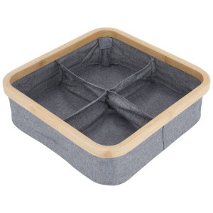 Al Saif Gallery Wooden And Fabric Storage Basket, 30X30X9 Cm, 4 Boxes - Grey product image 2