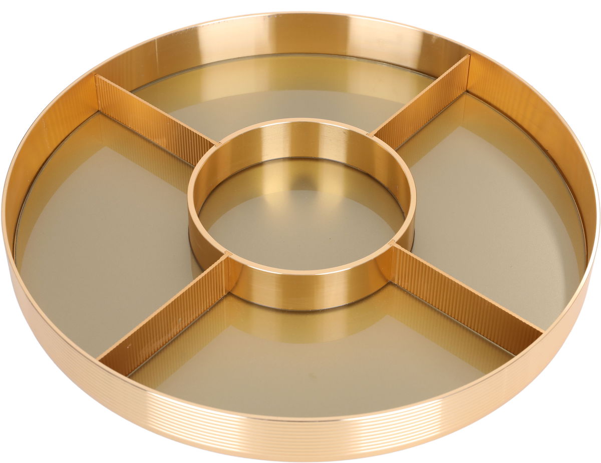Al Saif Gallery plastic serving plate, circular, divided into five places, lid - gold product image 2