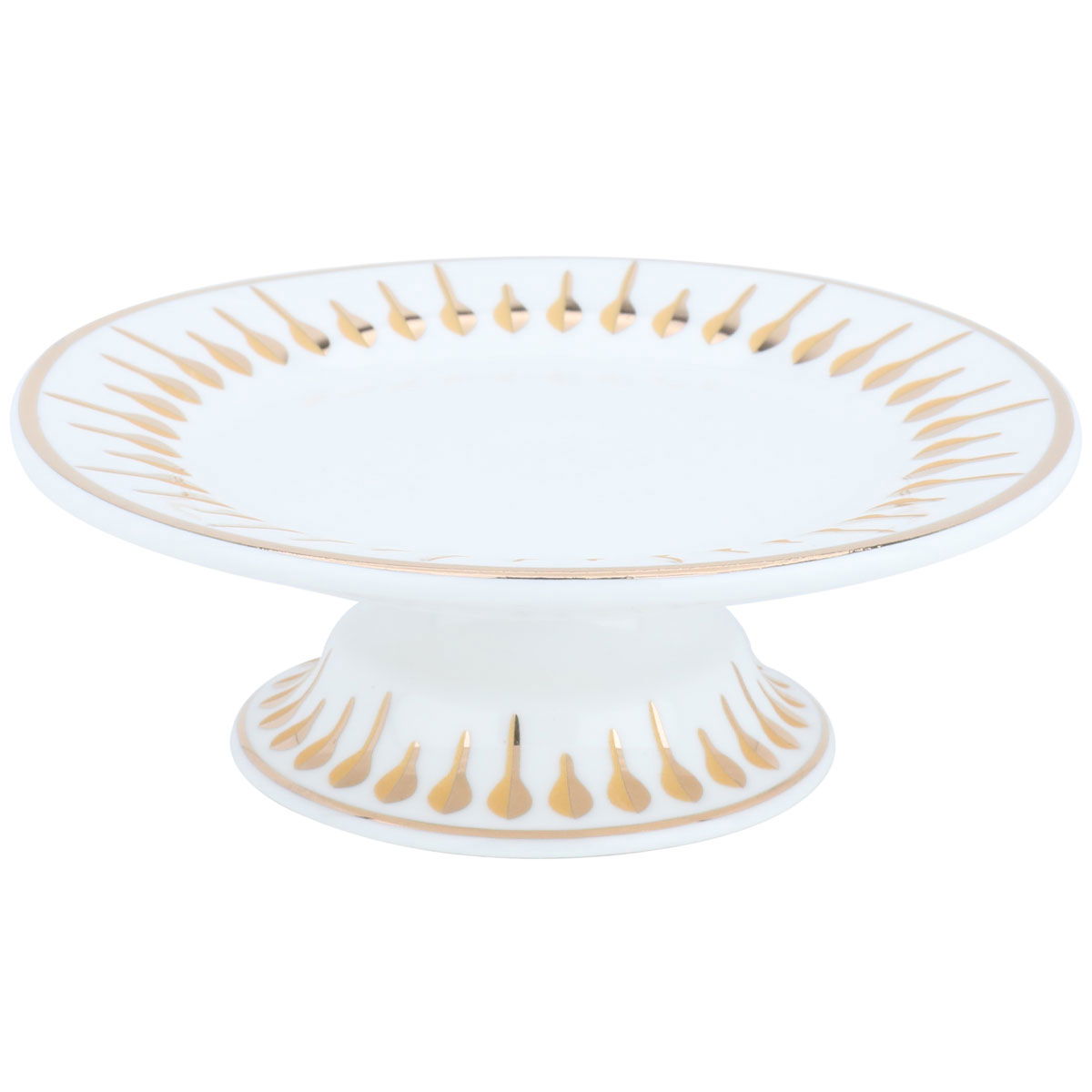 Al Saif Gallery porcelain dessert stand, 13 x 13 x 4.5 cm, circular, golden pattern - white product image