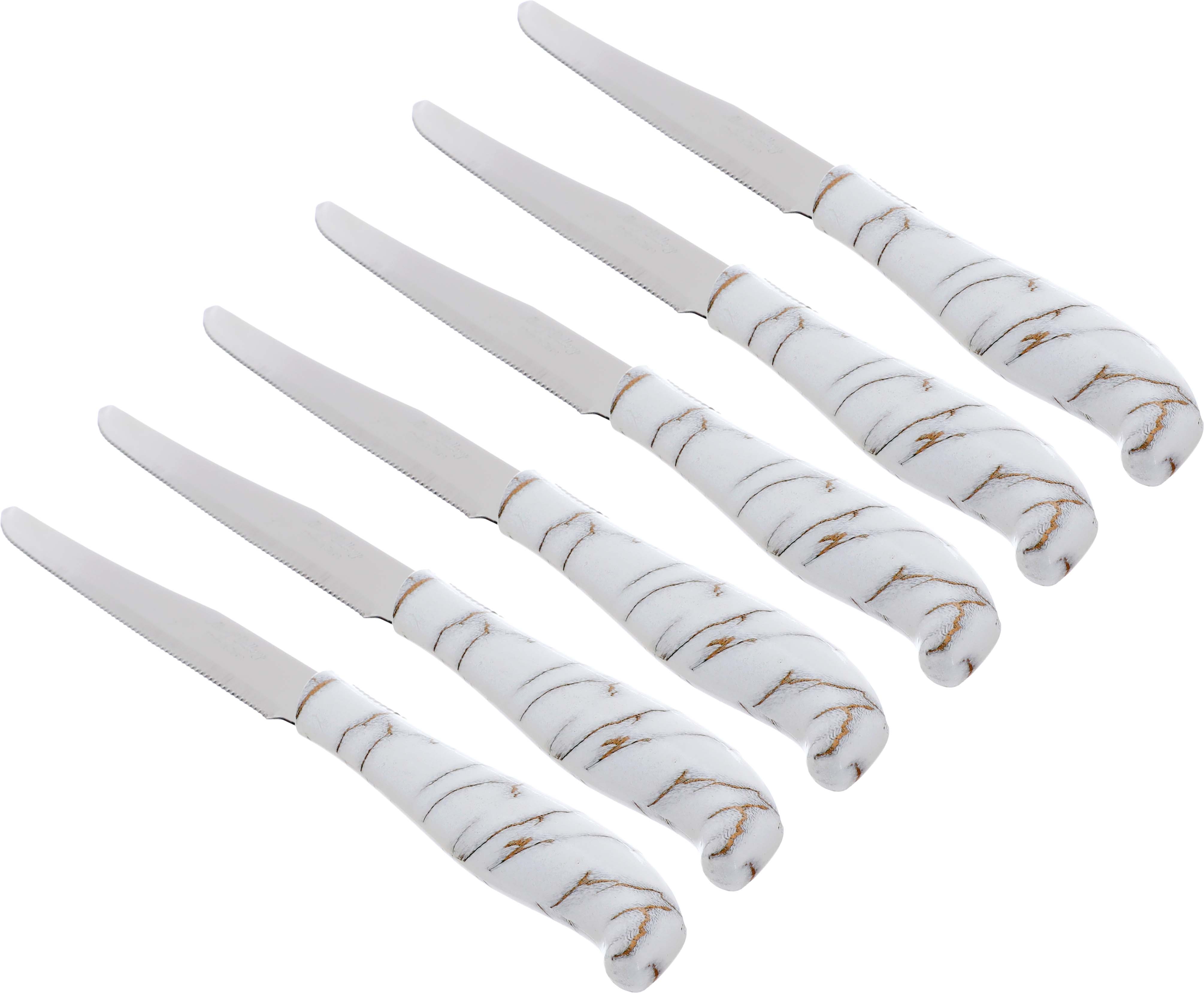 Al Saif Gallery steel knife set, 4.5 inches, plastic handle, 6 pieces - white marble product image