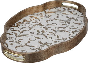 Al Saif Gallery Glass Serving Set, 2 Pieces, Wooden Frame - Gold Pattern product image 2