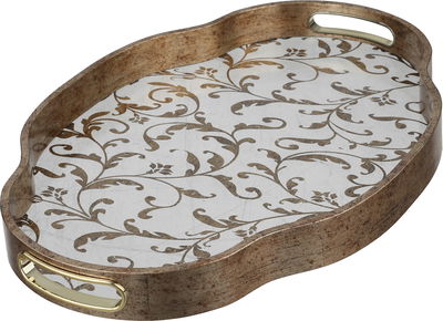 Al Saif Gallery Glass Serving Set, 2 Pieces, Wooden Frame - Gold Pattern product image 2