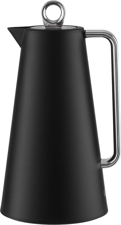 ترمس جلوري، 1 لتر، خامة داخلية زجاج، يد فضي، غطاء ضغاط - اسود product image 1