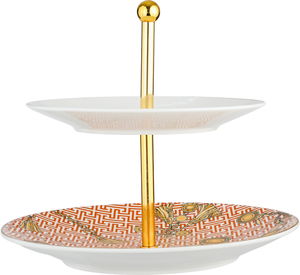 ستاند تقديم بورسلان ون مور، 2 دور، دائري، مسكة يد استيل - متعدد الألوان product image 2