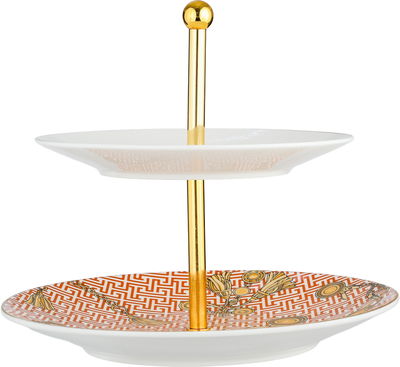 ستاند تقديم بورسلان ون مور، 2 دور، دائري، مسكة يد استيل - متعدد الألوان product image 2