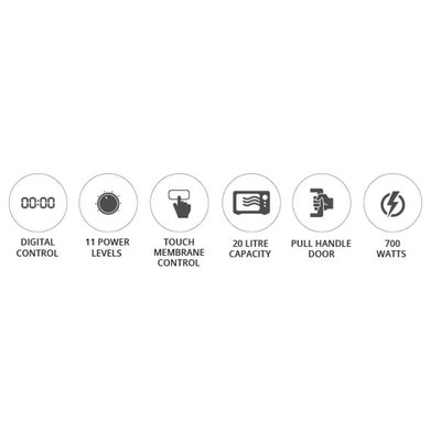 ميكرويف ديجتال نيكاي، 700 واط، 20 لتر، NMO2010DB - اسود product image 3