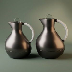 Al Saif Gallery Layal Thermos Set, 0.6/0.9 Liter, 2 Pieces, Glass Interior, Plastic Exterior, Transparent Handle, Push Button - Transparent Black product image