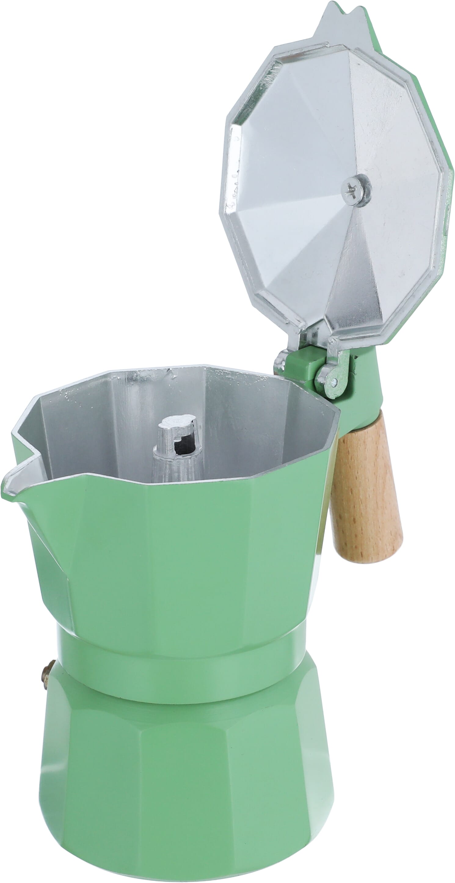 Al Saif Gallery Aluminum Espresso Coffee Maker With Wooden Handle, 2 Cups, 200 Ml - Green product image 3
