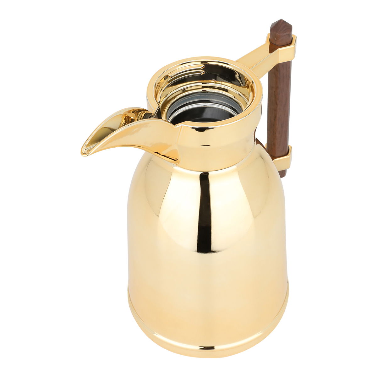Dallah Shahad Steel Al Saif Gallery, 0.6 liter, with dark wooden handle - gold product image 4