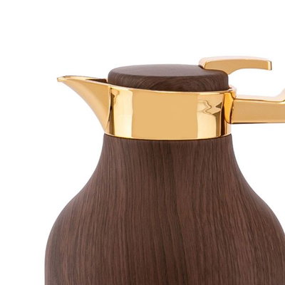 Al Saif Gallery Raneem thermos set, 1/1.3 liter, 2 pieces, thermal glass inner container, stainless steel outer shell - golden brown product image 4