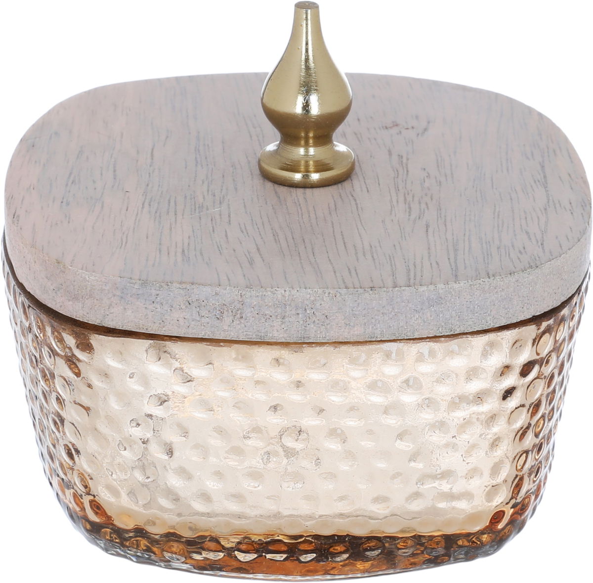 Al Saif Gallery glass candy set, 3 pieces, with wooden lid - transparent brown product image 3
