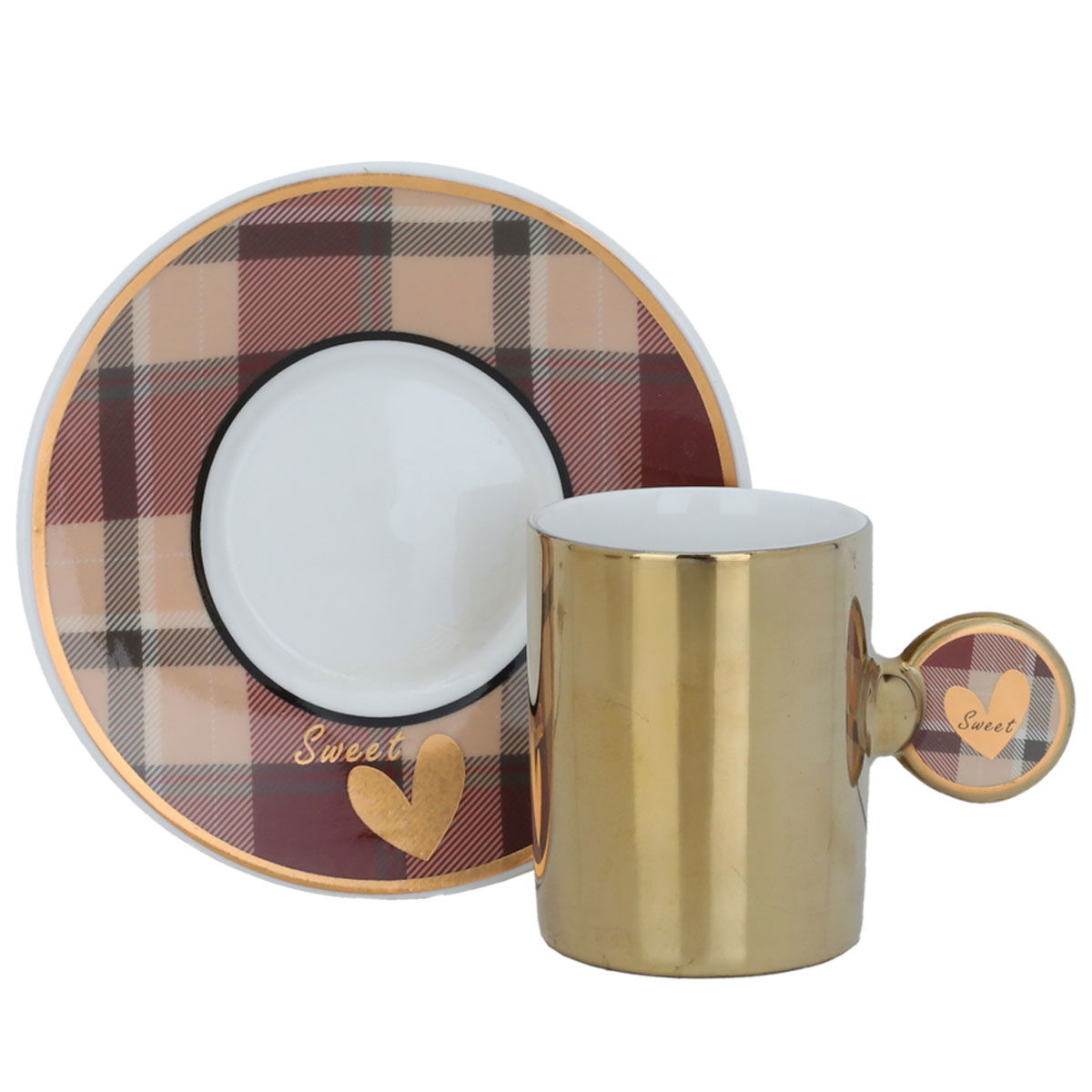 Al Saif Gallery coffee cups and saucers set, porcelain, 12 pieces - gold product image