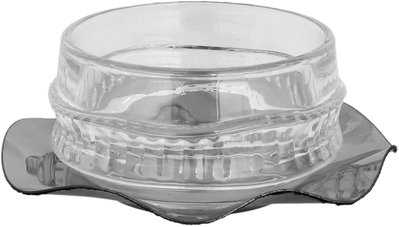 Al Saif Gallery Glass Serving Bowl, 13/9 cm, 2 pieces, Metal Base - Clear Silver product image 2