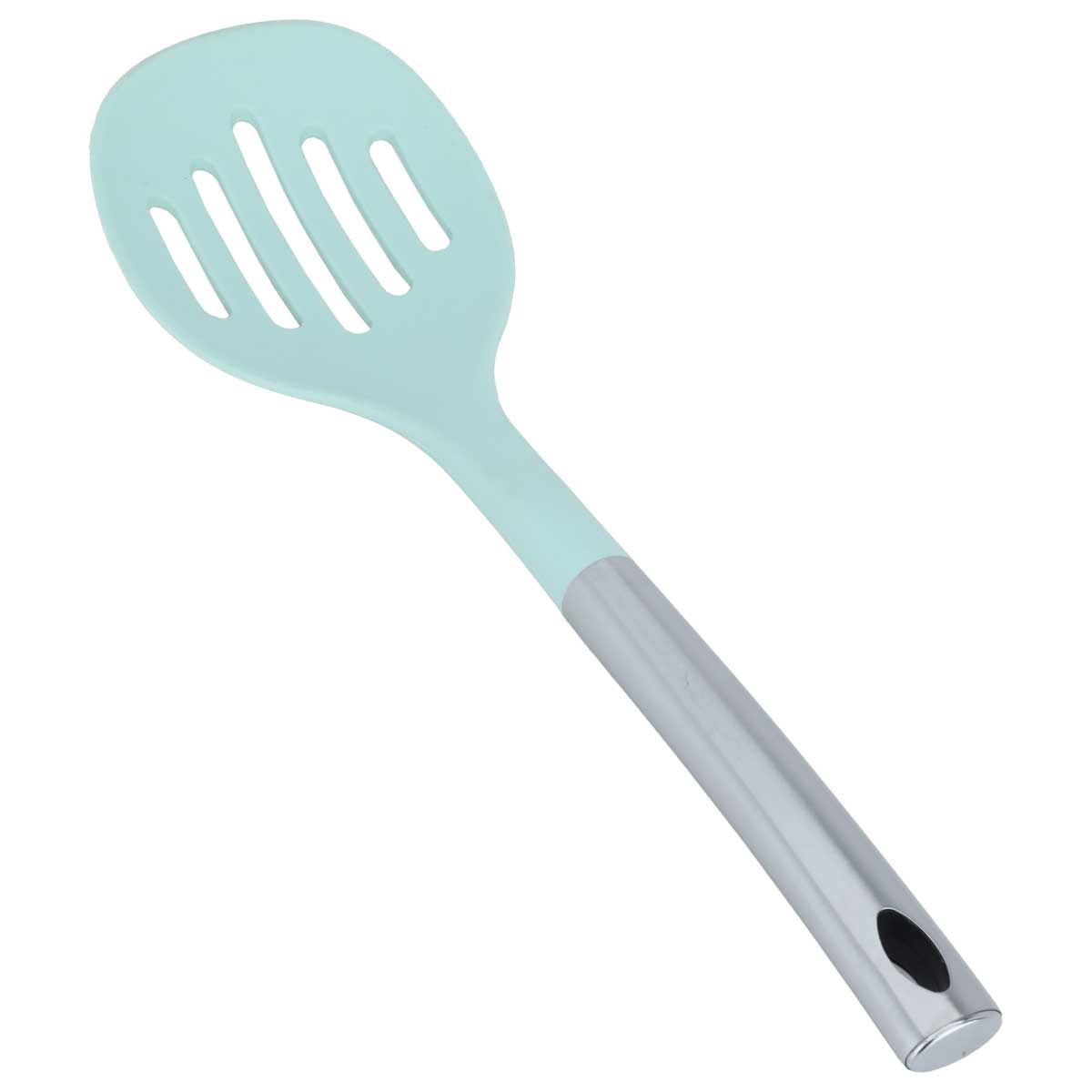 Alsaif Gallery perforated silicone spatula, silver-green steel handle product image 2