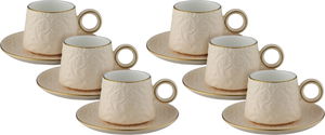 Al Saif Gallery Turkish coffee cup and saucer set, porcelain, 12 pieces, decorative - beige product image