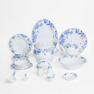 Al Saif Gallery Blue Embossed Porcelain Dinner Set, 65 Pieces, Round - White product image