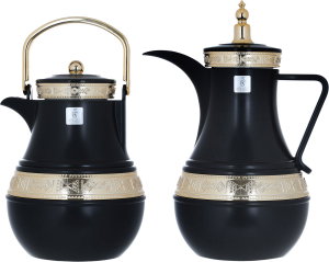 Al Saif Gallery Amal Thermos Set, 1/1 Liter, 2 Pieces, Inner Glass Container, Outer Plastic Body - Black product image 2