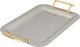 Al Saif Gallery Stainless Steel Serving Tray Set, 3 Pieces, Gold Handle - Silver Gold product image 2