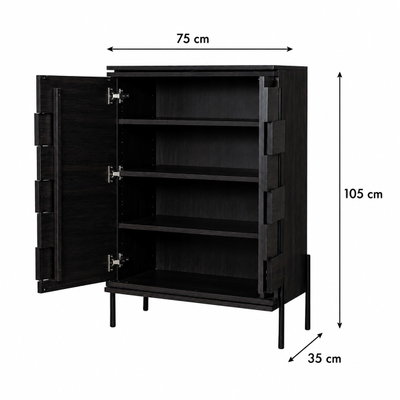Modern MDF wooden buffet, 105×75×35 cm - Black product image 2