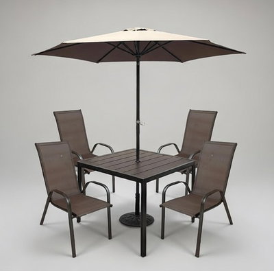 طاولة مظلية حديد ،100×100×75 سم، 4 كراسي - بني product image 3
