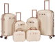 طقم شنط سفر ABS ليمرا، 6 مقاسات، 4 عجلات، قفل ارقام، WM-26 - بيج ذهبي product image 1